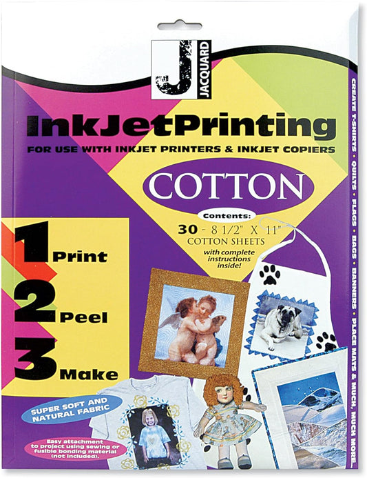 Jacquard Inkjet Printable Cotton Fabric, 8.5 by 11 inches, 30 Sheet Pack - Tanger USA