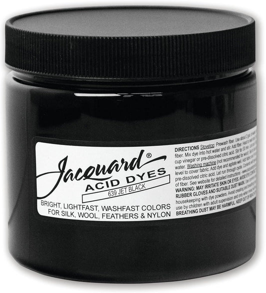 Jacquard Acid Dye - Jet Black - 8 Oz Net Wt - Acid Dye for Wool - Silk - Feathers - and Nylons - Brilliant Colorfast and Highly Concentrated - Tanger USA